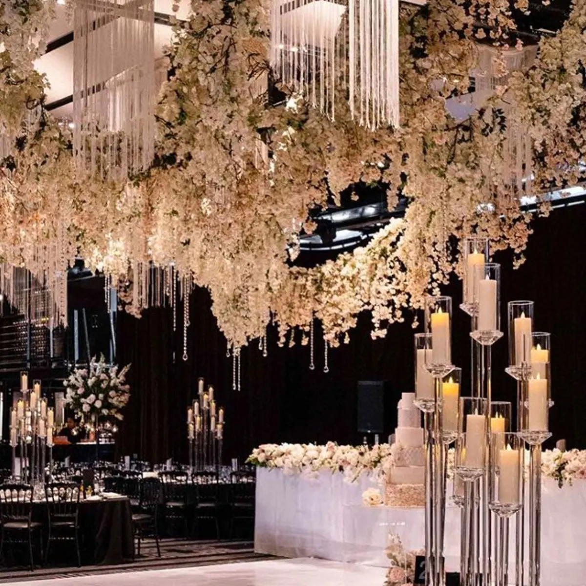 Anna Wang — floral chandelier ceiling installation