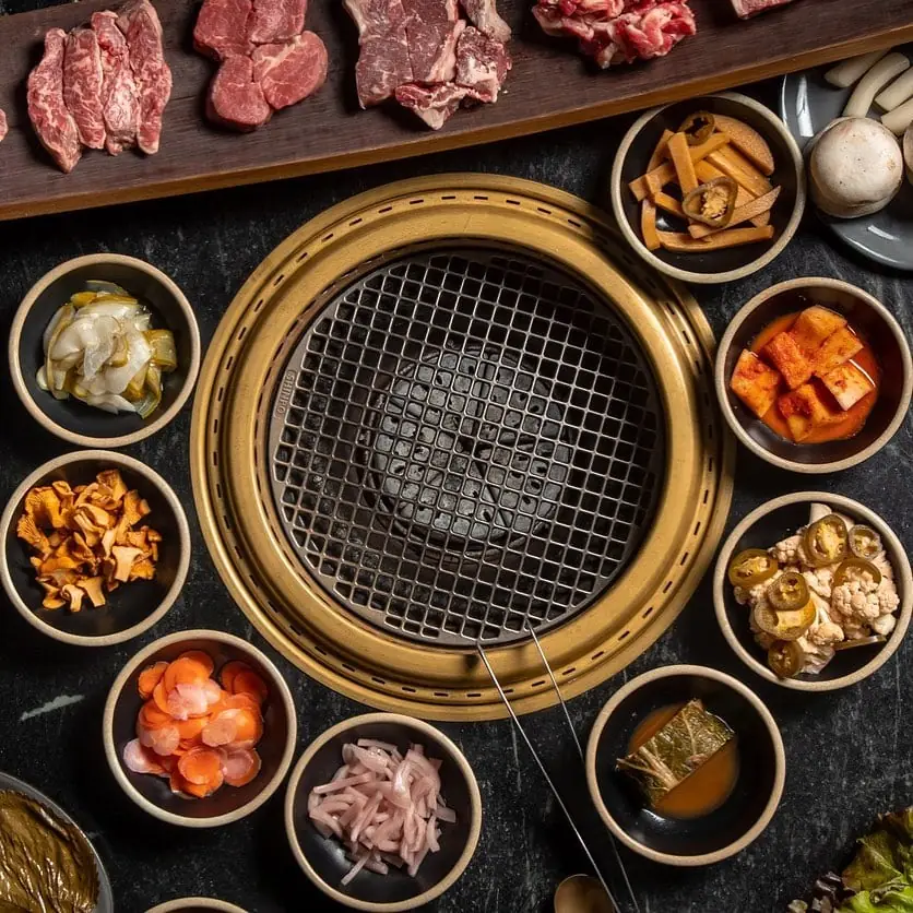 BOM KBBQ — banchan and sides spread