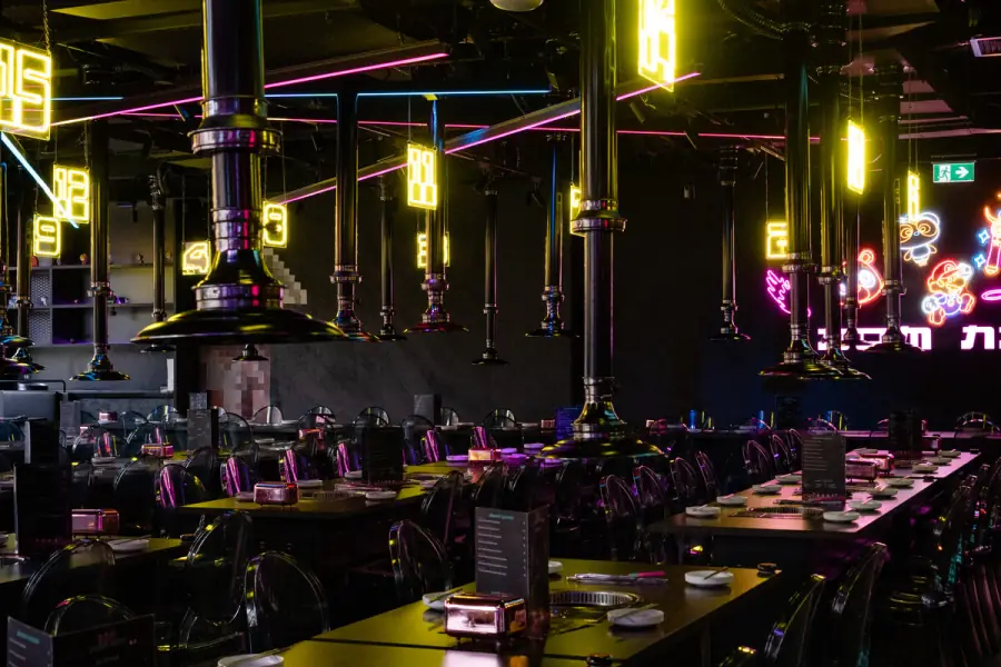 BOM venue — dining area and grill stations